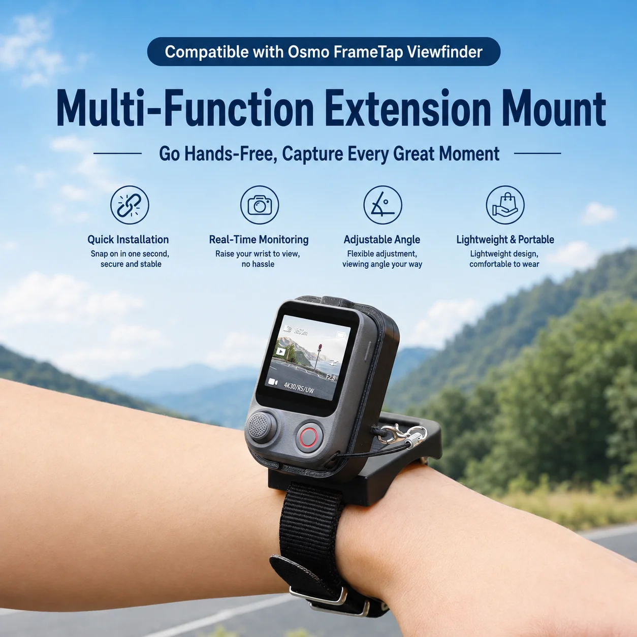 Handgelenkhalterung für DJI FrameTap Viewfinder Pocket 4 Pro Mobile 8P Magnetischer Schnellverschluss Verstellbarer Riemen Zubehör – Detail 2