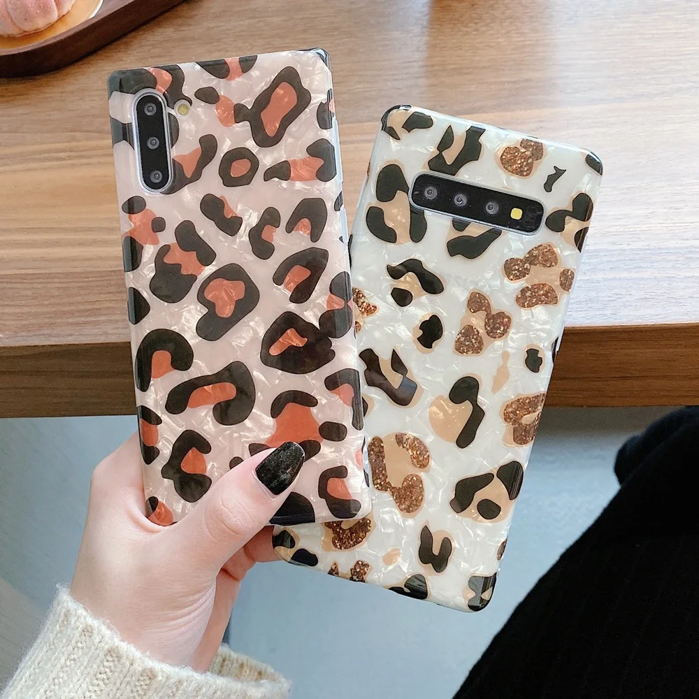 For Samsung Galaxy S22 S22+ S21 S20 Ultra PLUS Fe S10 NOTE 20 10 9 8 S8 S9 Soft Dream Shell Back Cover Leopard Print Phone Case