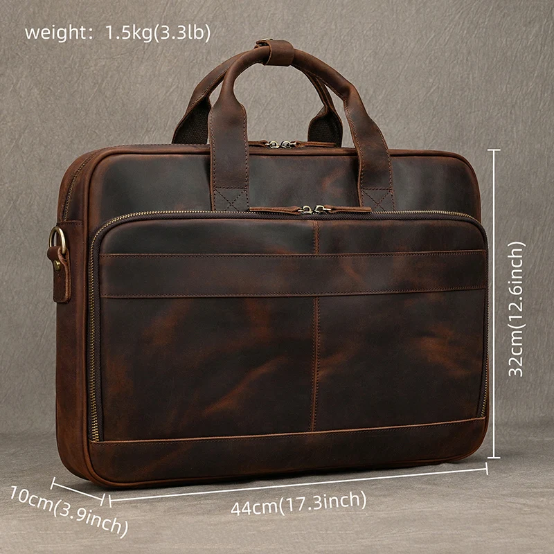 Men Briefcase Genuine Leather Laptop Bag 14 15.6\