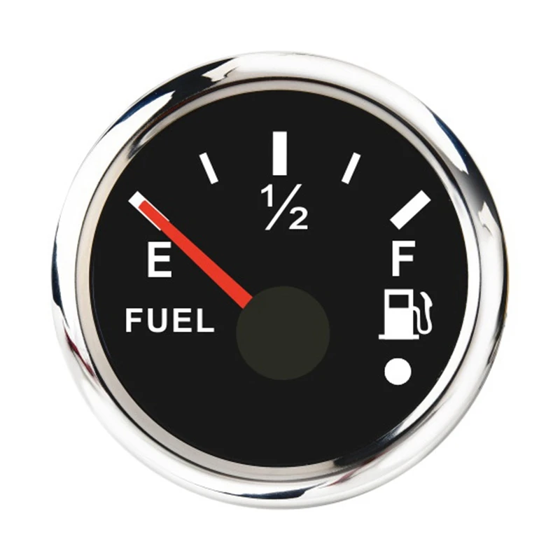 52mm Fuel Level Gauge 0-190Ohm Switchable 240-33Ohm Fuel Oil Level Meter Waterproof Boat Car Gauges with Alarm Black