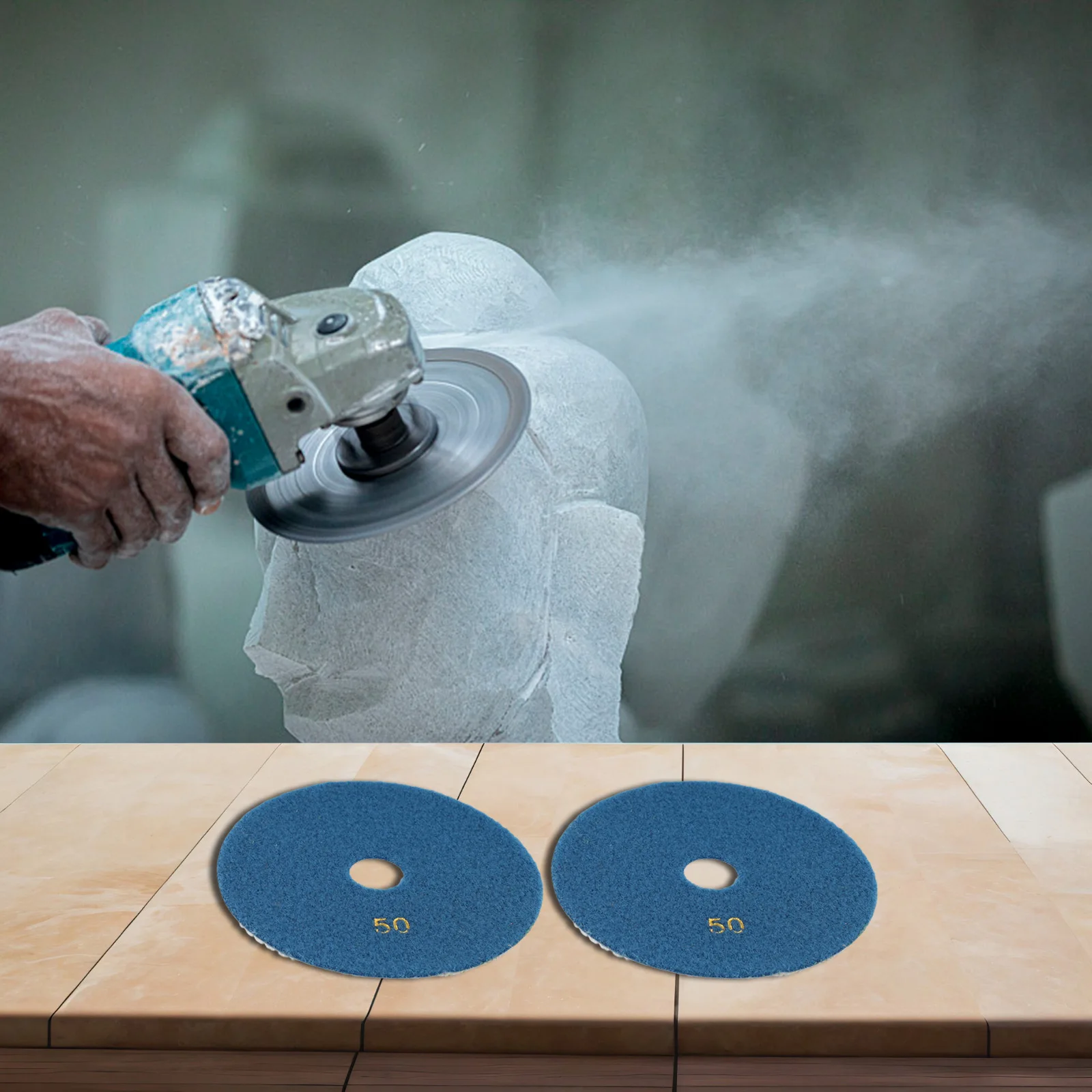Dry/Wet Polishing For Pads 6 Inch for Granite 2 Pack with Grit Selection 30# 50# 100# for Efficient Stone Polishing