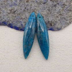 Natural Stone Blue Apatite Crystal Earrings For Women 37x9x5mm 5g Semiprecious Fashion Jewelry Accessories