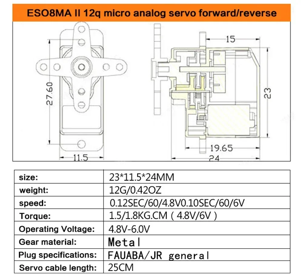 2026 EMAX ES08MDII ES08MD II Metallgetriebe Digital Servo – besser als SG90 ES08A ES08MA MG90S – für TREX 450 Helikopter, Flugzeuge, RC-Roboter – Detail 9