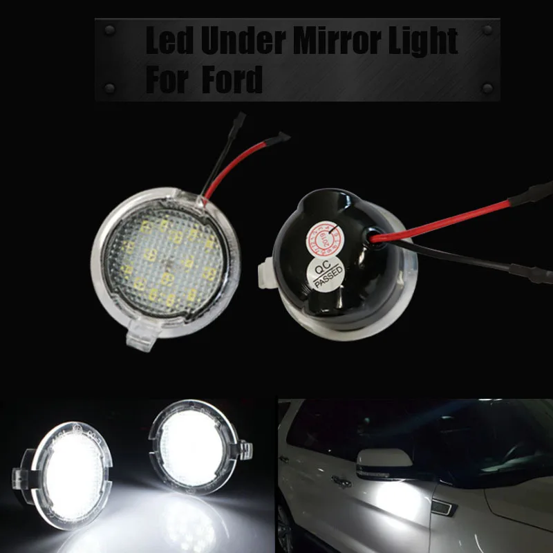 2PCS LED Under Side Mirror Puddle Light White Light Warning Lamps Accessories for Ford Edge/Mondeo/Fusion Gen 2/Everest detail image 1