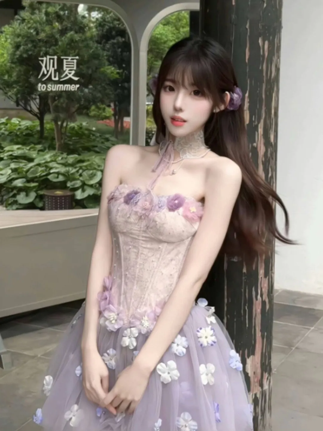 Sweet Floral Short Skirt Dress Gentle Breeze Waist Cinch Mesh Tube Top Summer Dress for Small Stature Beautiful And Stylish