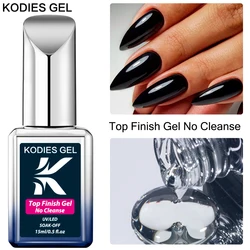 KODIES GEL Super Shine Top Coat No Wipe Gel Nail Polish 15ML Semi Permanent UV High Glossy Gel Finish Sealer Manicure Topcoat