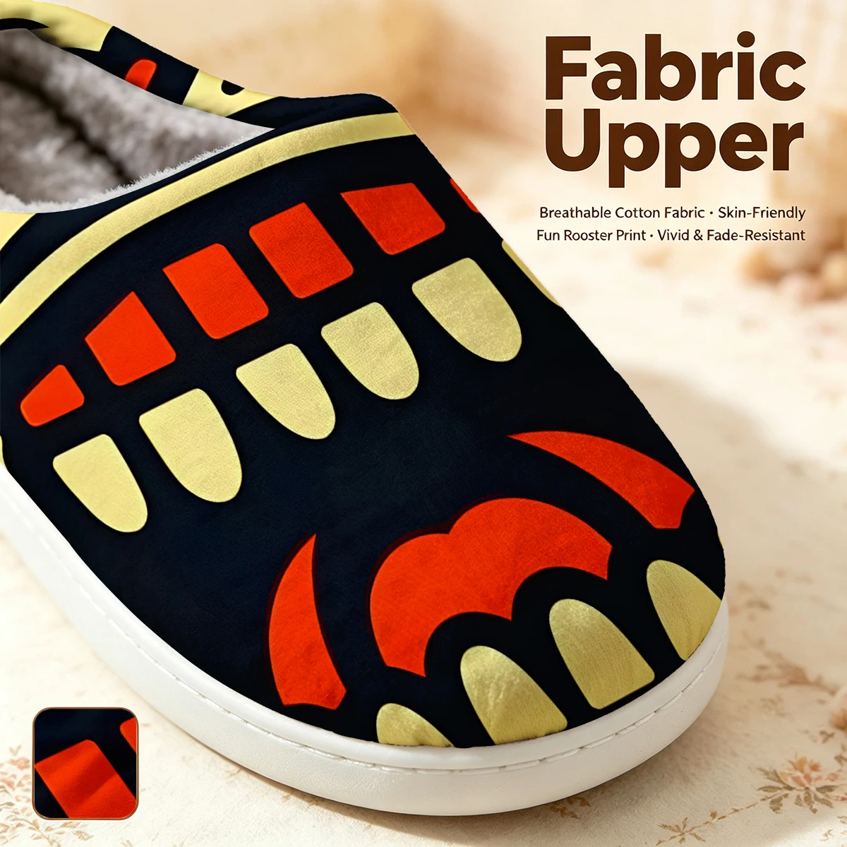 Tribal Mask Totem Christmas White Slippers Warm Plush Indoor Shoes Non-Slip Winter Slippers Family Holiday Gifts Soft view 2