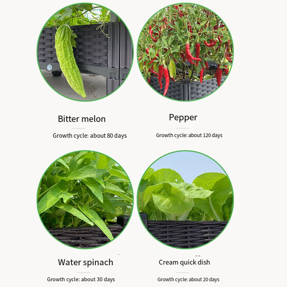 

Plastic Raised Planter Box with Drainage Holes Raised Bed Elevated Propagation Box for Gardening Vegetables Fruits Flowers Herbs