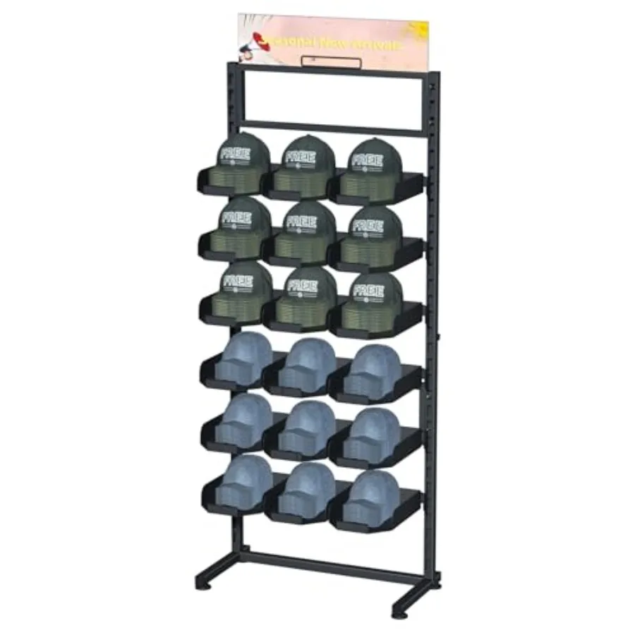 

Large Hat Rack Stand - 6 Tier Adjustable Ball Cap Storage Organizer With 18 Plate Tray for 180 Baseball HatStanding Coat Rack C