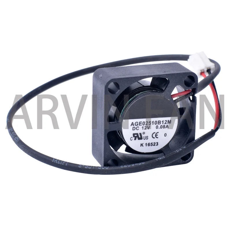 Brand New Original AGE02510B12M 25mm Fan 2510 25x25x10mm 12V 0.05A 0.08A Double Ball Bearing Micro Cooling Fan