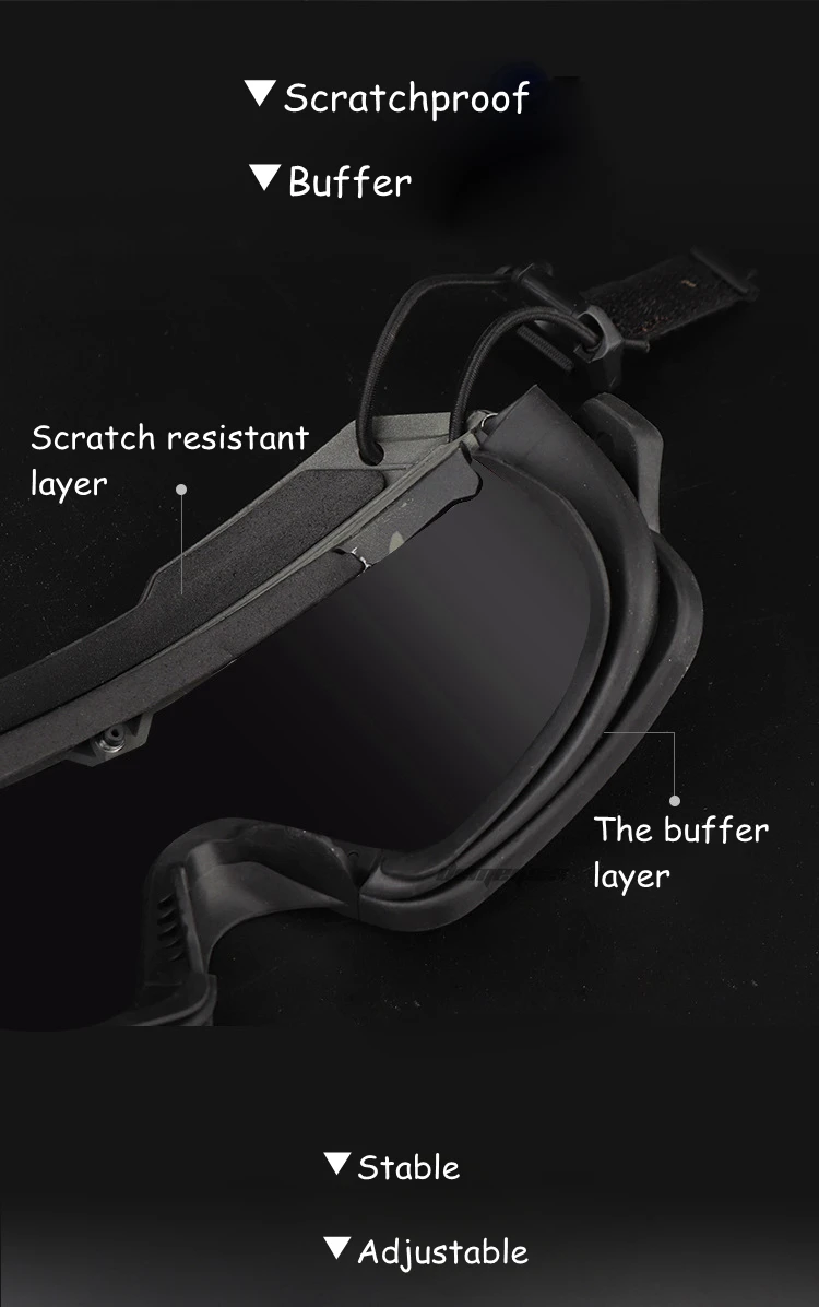 Tactical Glasses 2 Modes Airsoft Goggles Riding Eye Protection for Hiking Paintball Hunting Shooting Eyewear for FAST Helmets
