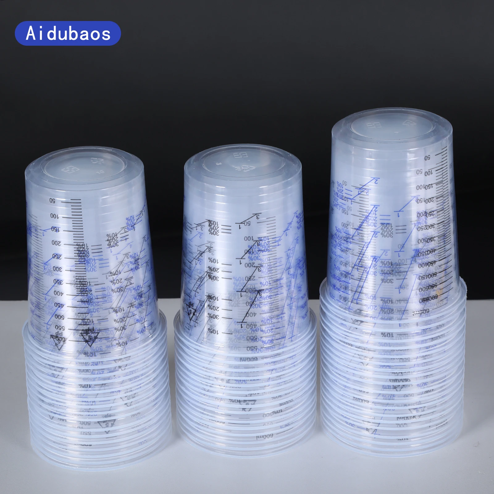 10/50pcs 600ml Disposable Transparent Flexible Graduated Paint Mixing Cup/Container. Suitable for Resins and Epoxy Resins.