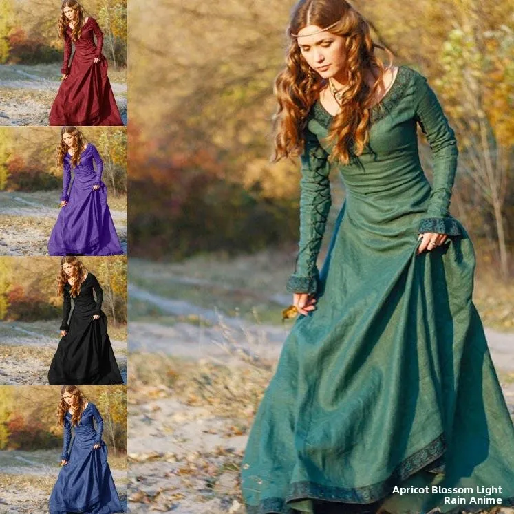 

Retro Long Sve Women's Dr Performance Costume Cross-Border Medieval Vintage Gown Independent Station Wi 2025
