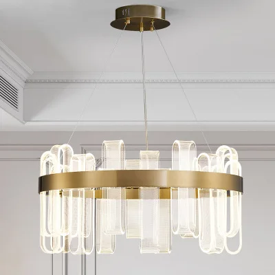 

Post-modern light luxury living room, round light guide acrylic chandelier, creative designer, model room, bedroom, dining room