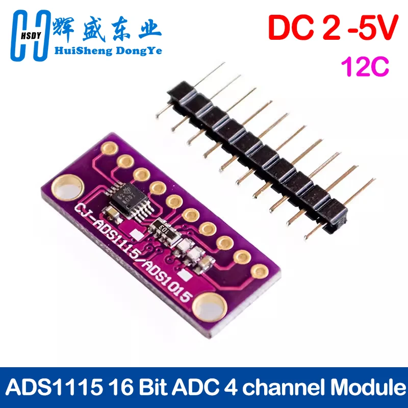 DC 2 -5V 4 CH ADS1115 Module ADC with Pro Gain Microcontroller 16 Bit Amplifier Board for Arduino I2C IIC ADC AVDD