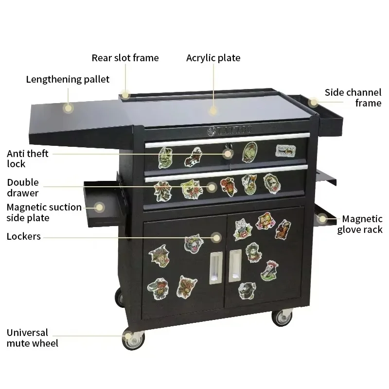 Tattoo Workstation, Rolling Cart, Portable Salon Trolley, Beauty Work Cabinet, Tattoo Equipment Storage