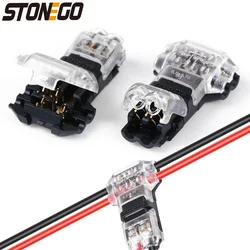 STONEGO 2 Pin Toolless Wire Connectors - Compact T Tap Quick Splice Wiring Connector for Low Voltage Universal Wiring