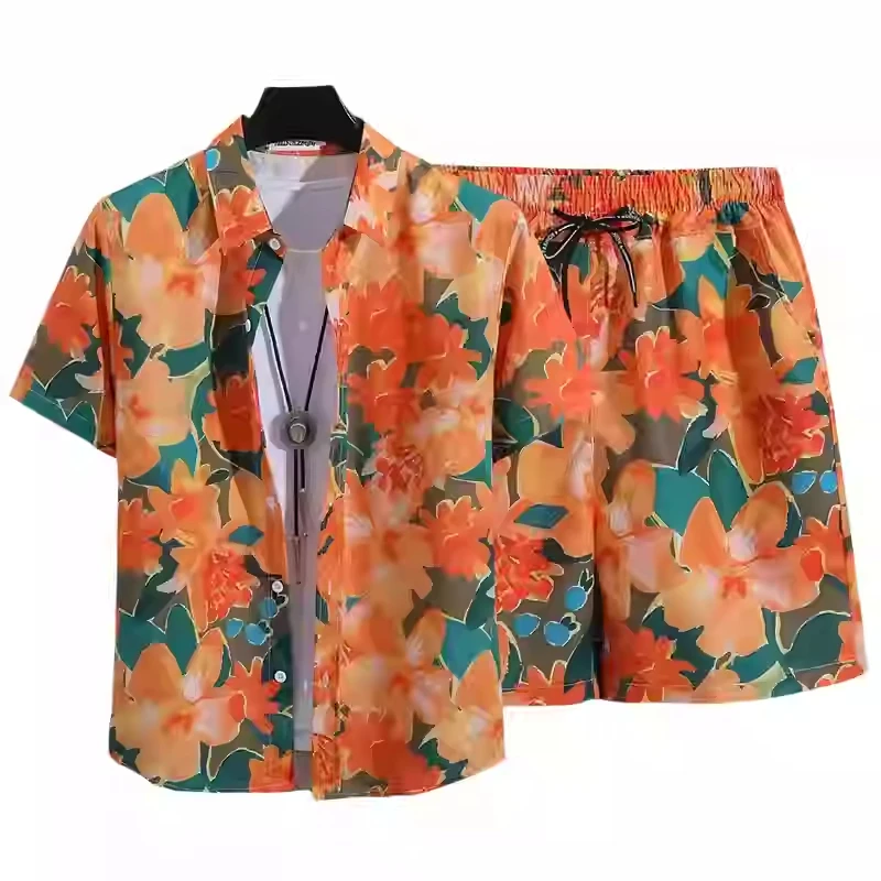 Coconut Tree Print Summer Men's Hawaiian Shirts Casual Oversized Short-sleeved Fashion Hawaii Beach Female Clothing Blouse