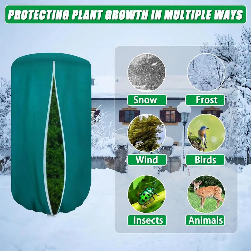 Plant Covers for Winter Winter Plant Protection Cover Plant Freeze Protection Cover with Zipper Drawstring Reusable for Outdoor