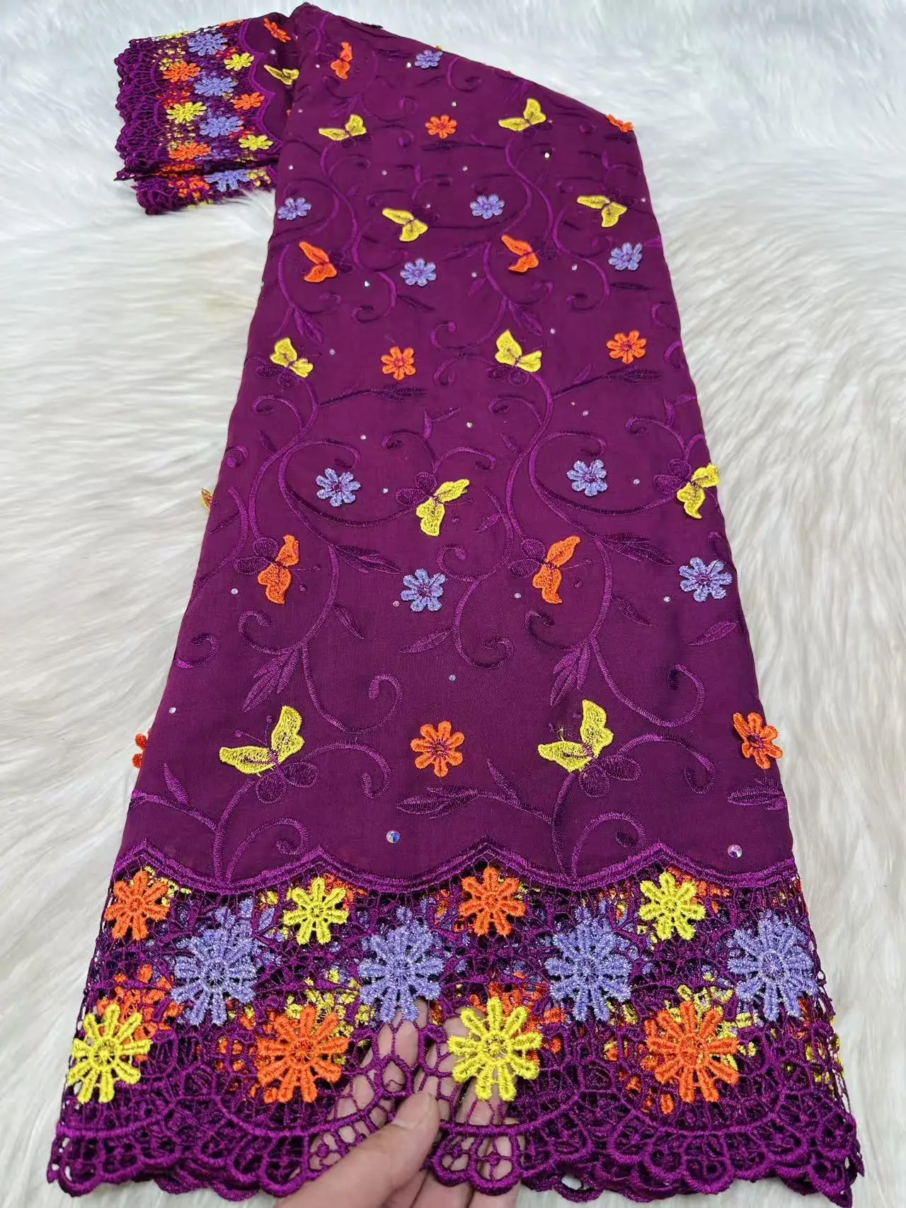 

Swiss Voile Lace Fabric 3D Flower Applique with Stones Super Quality African Wedding Dress Material for Women 2026