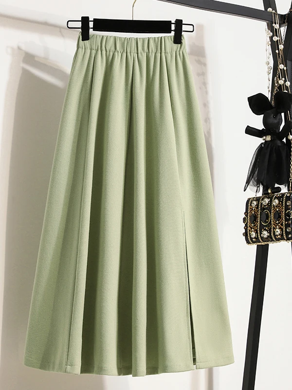 

plus Size Women's Loose Midi Skirt High Waist Slim A-Line Skirt Trendy plus Size Fashion Spring Season Polyester Fiber