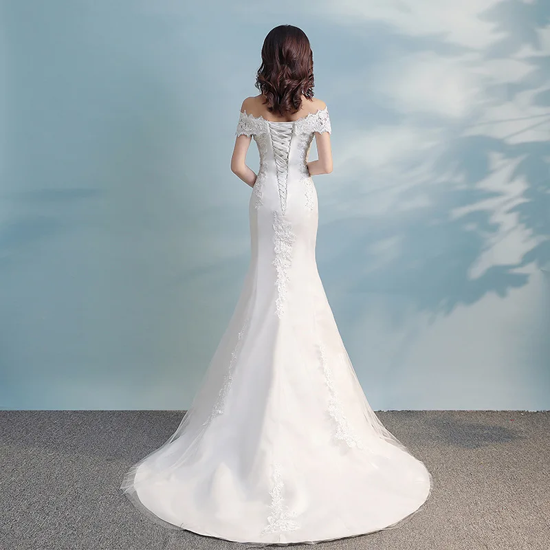 Robes de mariée sirène en dentelle blanche, patients longs désactivés, quoi que ce soit pour la mariée