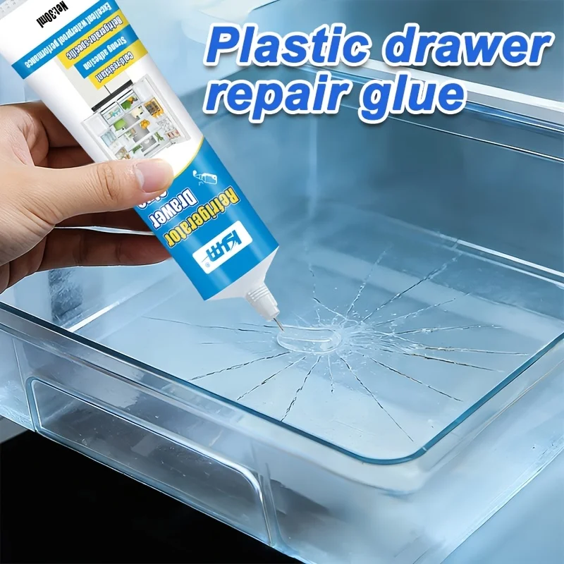 Refrigerator Drawer Repair Glue Low Temp Resistant Waterproof Clear Adhesive For Cracked Plastic Fridge Storage Box Fix 30ML