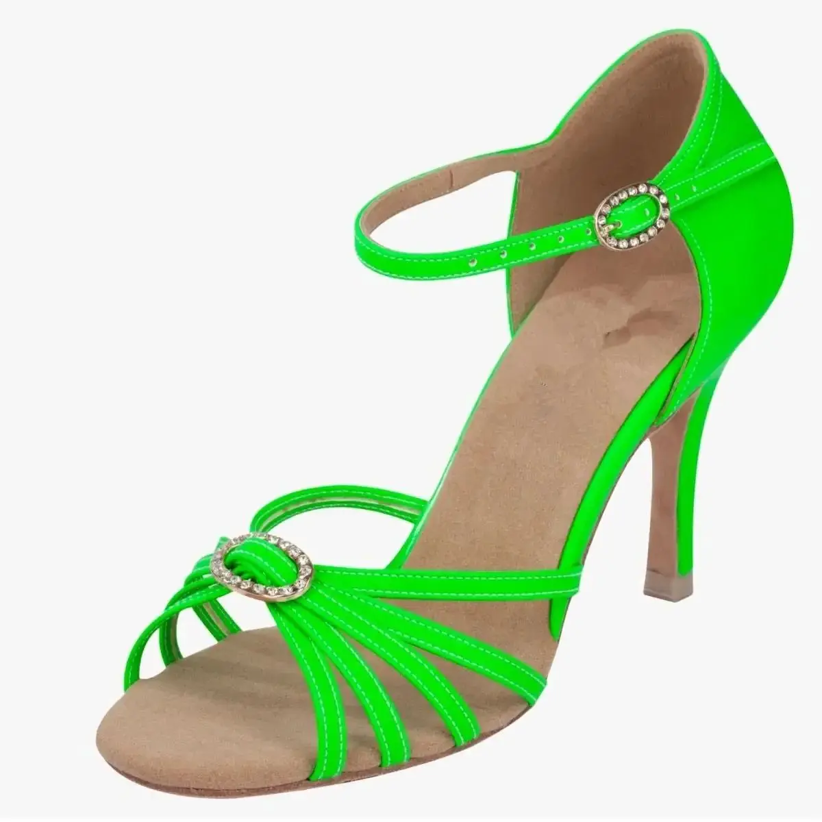 

Practice Women Dance Shoes 10cm Heeled Green Satin Latin Salsa Shoes Ladies Sexy Latin Salsa Ballroom Dance Shoes Party Dancing
