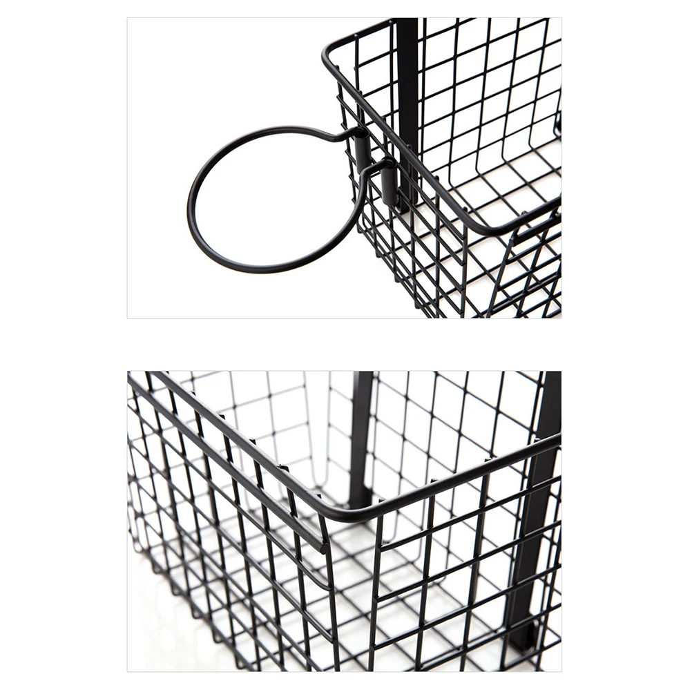 

Cupboard Door Hanging Storage Rack Black Iron Hair Dryer Holder Rack Multifunction Kitchen Bathroom Storage Organizer Space