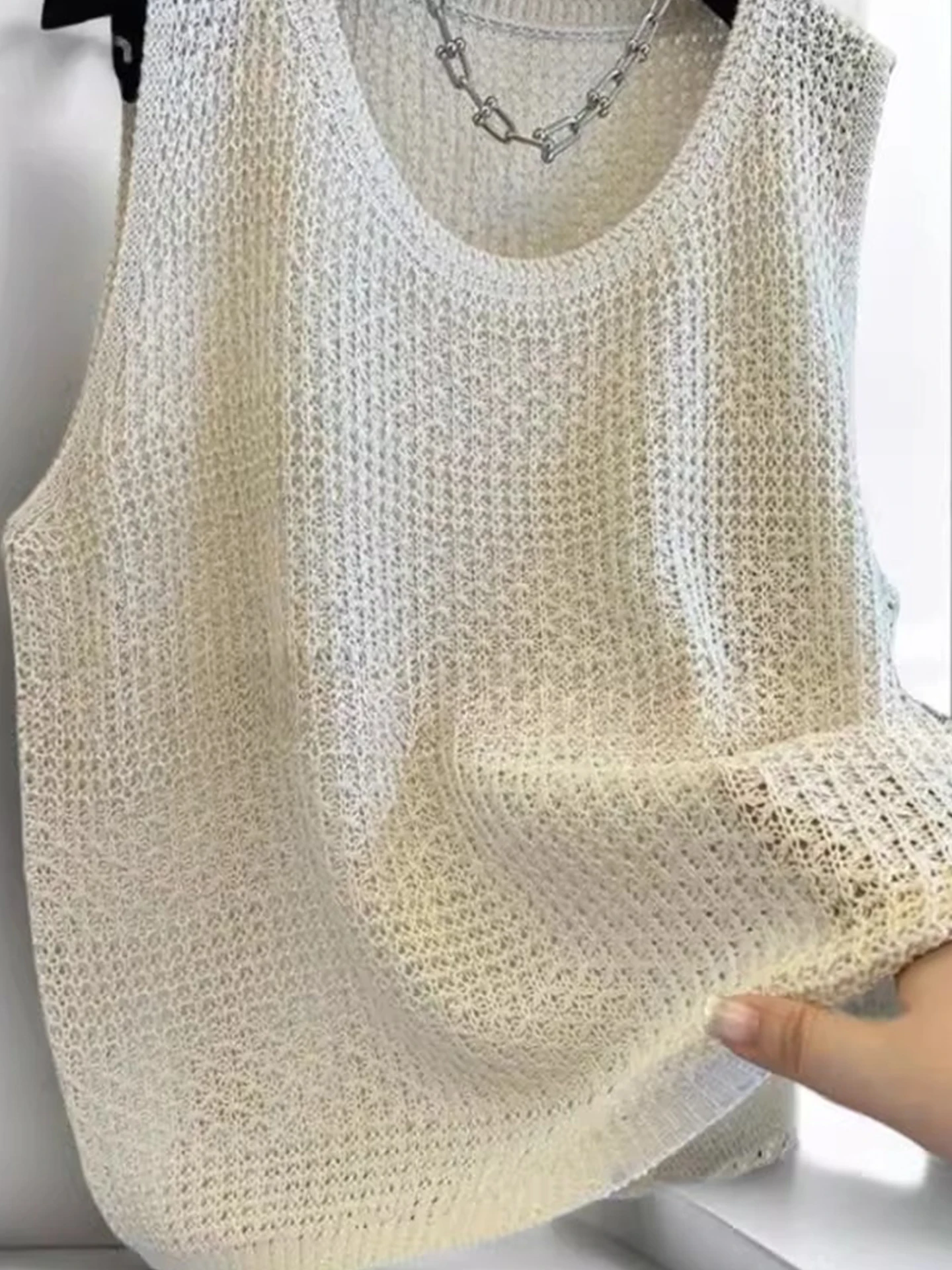 سترة مفرغة من الدانتيل سترة فضفاضة علوية 2025 كسول Sle توب جديد Faion التخسيس محبوك irt المرأة Faion