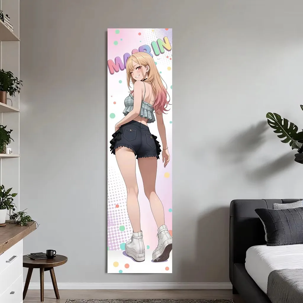 M-Marin K-Kitagawa Extra Long Vertical Tapestry, Y2K Anime Girl Polyester Wall Hanging Kawaii Decor for Bedroom Door Otaku Room