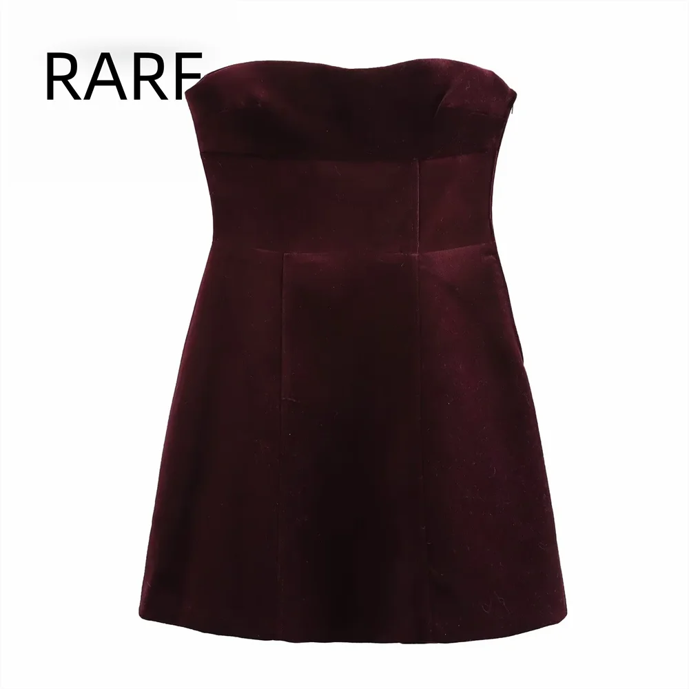 

2024 Autumn/Winter New Women's Butterfly Knot Velvet Off Shoulder strapless Hot Girl Short Dress