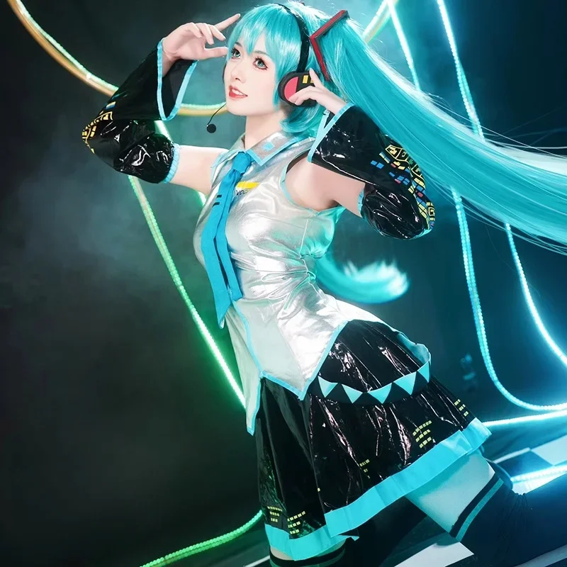

NEW 2025 Hatsune Miku Anime Cosplay Costume Snow Costume JK Sailor Dress High School Uniform Halloween Full Set for Women Girls