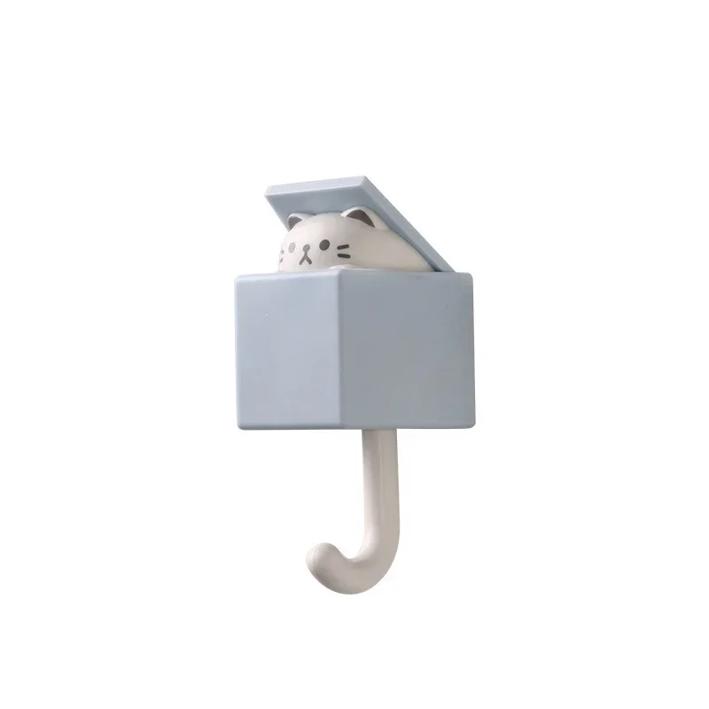 New Cute Wall Hooks Key Holder Door Hanging Plastic Self Adhesive Wall Hanger Cartoon Cat Shape Hook For Kids Room Home Decor