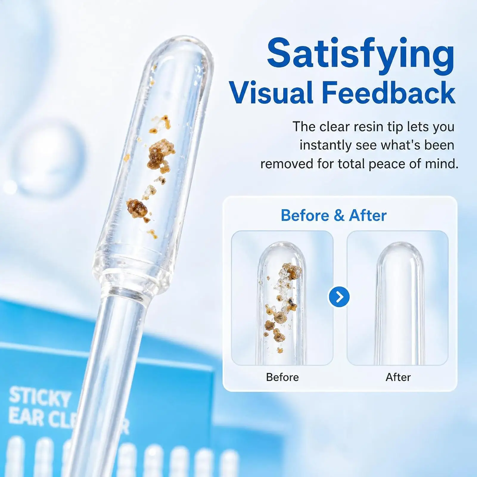 Sticky Ear Cleaning Swabs Reusable Earwax Removal Tool Soft Silicone Head Gentle Ear Care Kit Personal Ear Hygiene Supplies