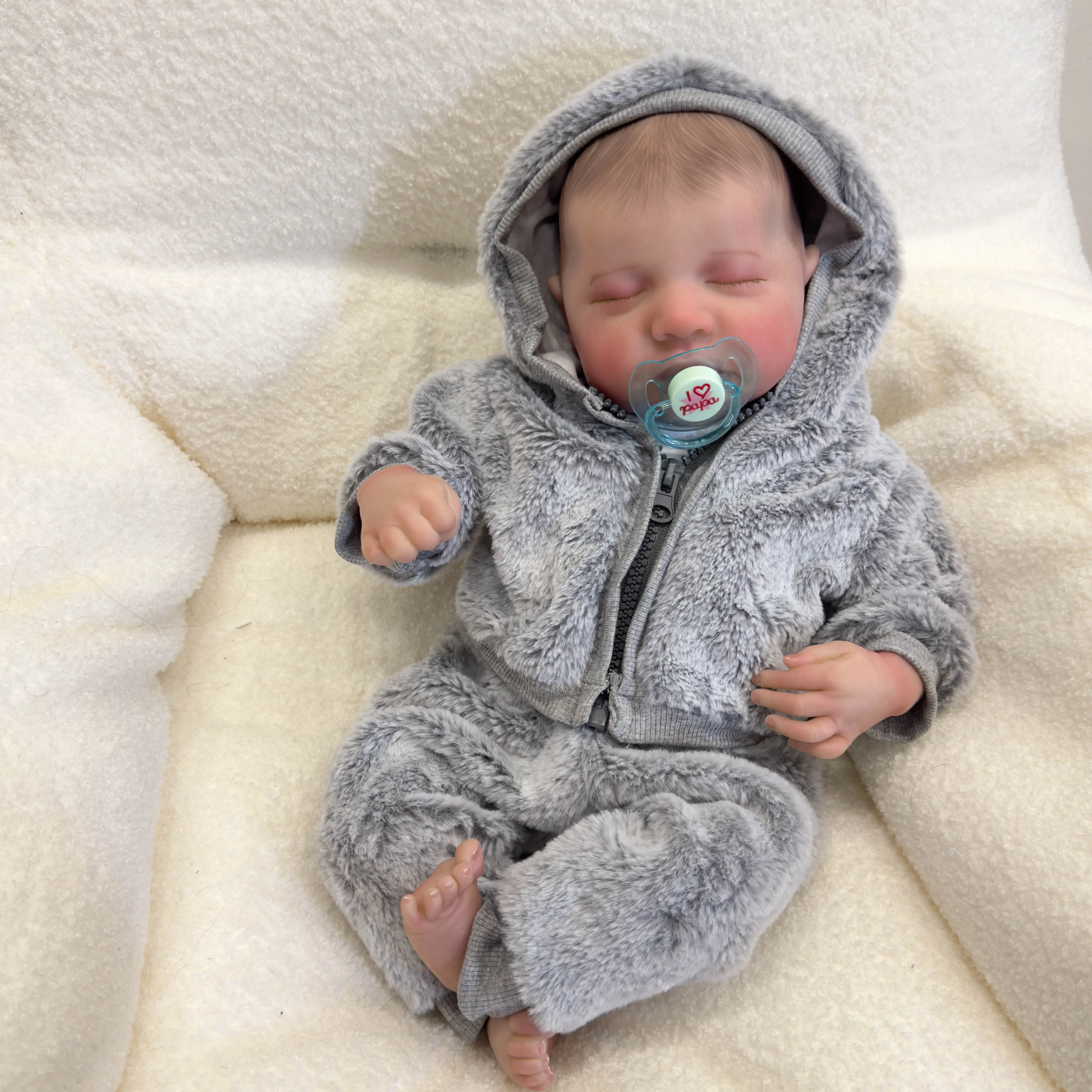 NPK 19 Inches Levi Lifelike Reborn Baby Realistic Soft Body Alive Bebe Newborn Finished Hand Draw Hair Doll