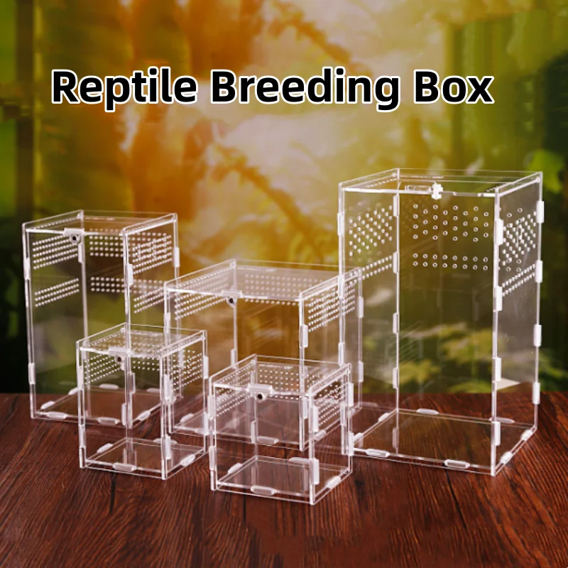 New Reptile Habitat Terrarium Breeding Box Acrylic Transparent Reptiles Cage Nano Arboreal Tarantula Enclosure Terrarium