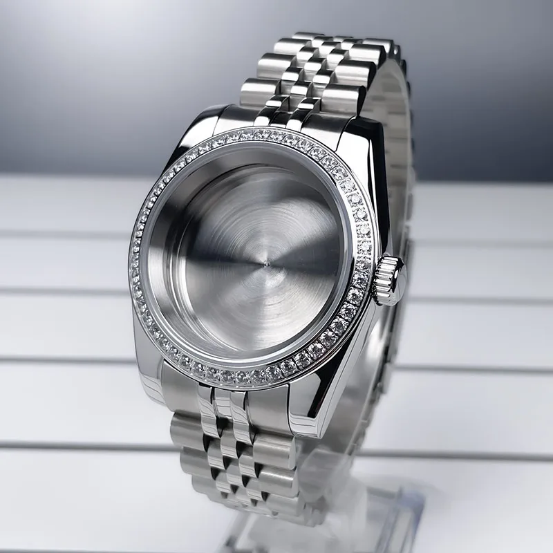 36mm/39mm Diamant Lünette NH35 Fall DJ Präsident Jubile Strap Saphirglas Mod Für NH35 NH36 Bewegung uhr Zubehör Teile – Detail 11