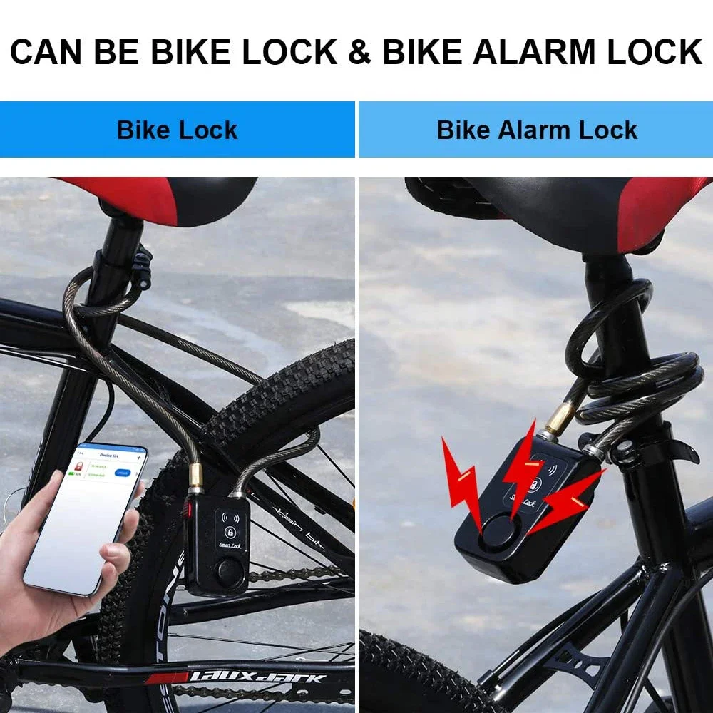 Wsdcam Bluetooth Motorcycle Bike Lock Alarm Waterproof Burglar Vibration Bike Alarm Lock APP Control Security Protection