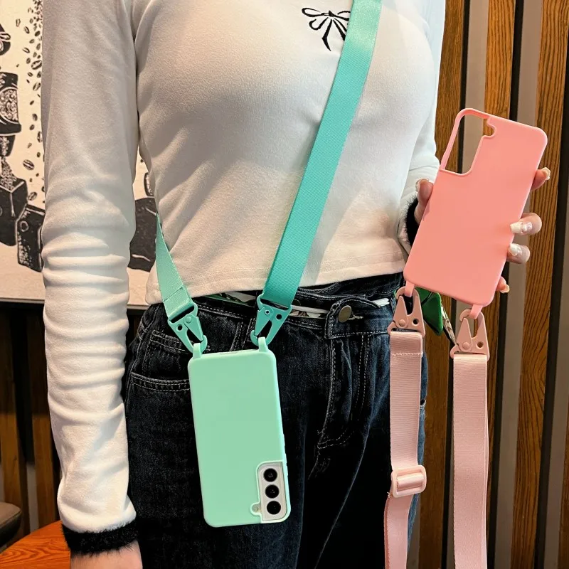 Schutzhülle mit Trageriemen für Samsung Galaxy A54 A36 A17 A55 A16 S24 Ultra S26 S23 FE S25 Plus, Schulter-Crossbody-Lanyard-Halsband, Silikonhülle – Detail 5