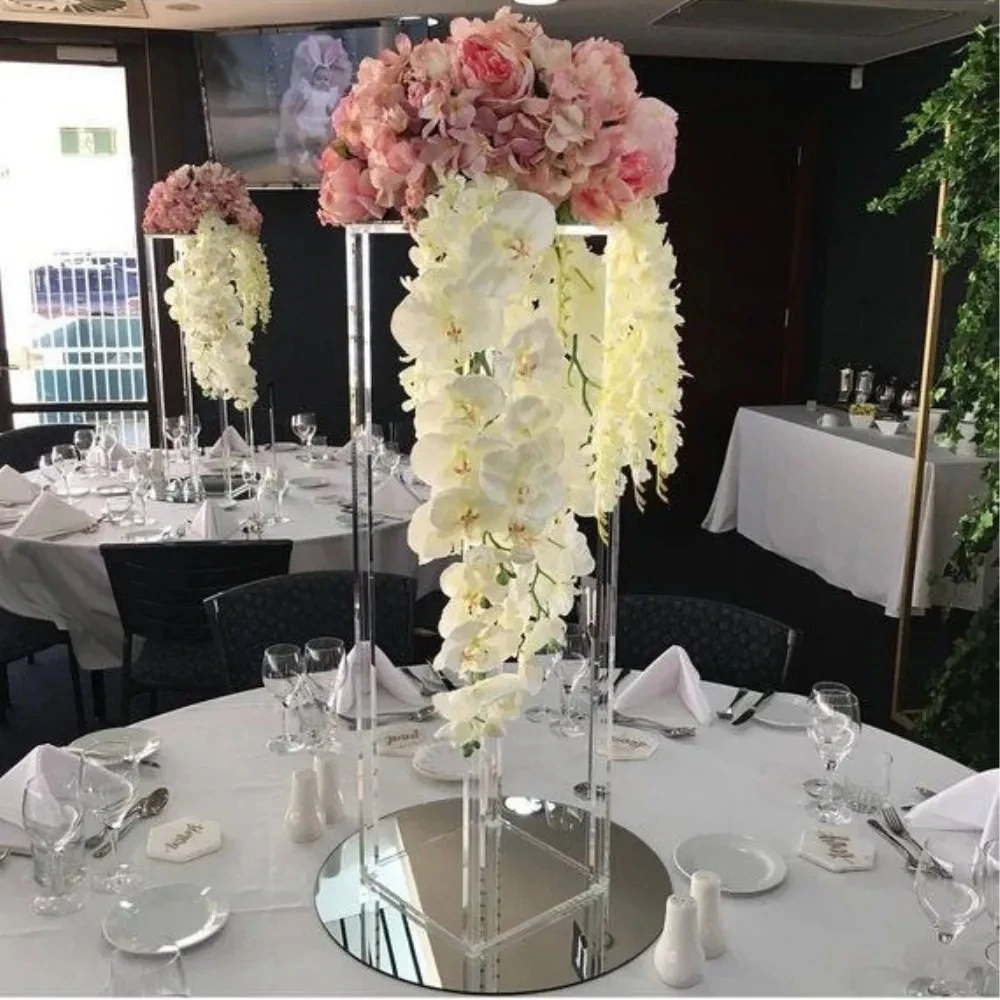 Clear Acrylic Flower Vase, Table Centerpiece, Wedding Decoration, Vintage Floral Stand, Wedding Columns, Marriage, 2 Pcs, 5 Pcs,