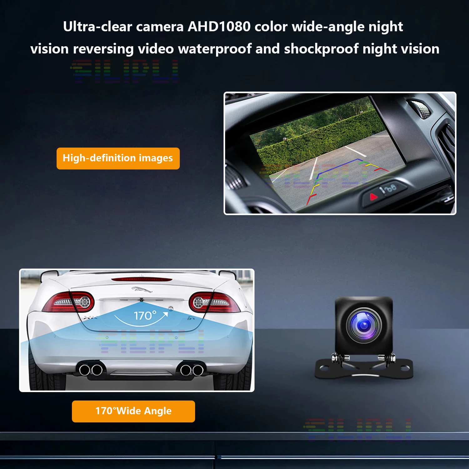 BOSSCAR 1080P AHD 170° wide-angle lens Reverse Camera Fisheye Lens Car Vehicle HD Starlight Night Vision HD Universal Rear View