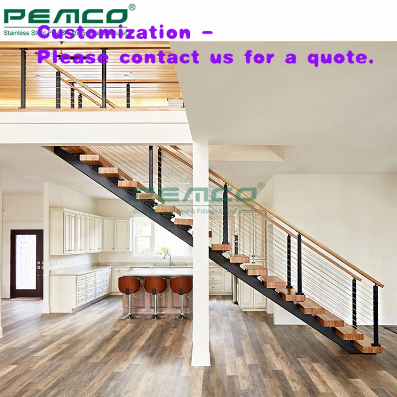 custom.Pemco Hot Sell Build Mono Steel Stringer Straight Floating Stairs Modern Loft  Staircase