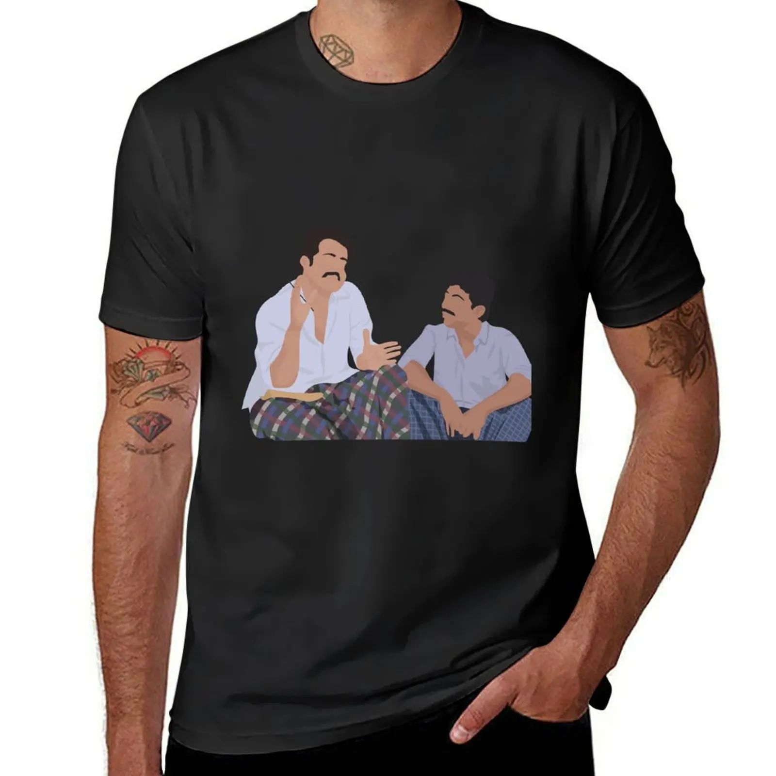 

Mohanlal and Sreenivasan T-Shirt valentines boutique clothes street wear customs funny shirt cotton men t shirts high quality