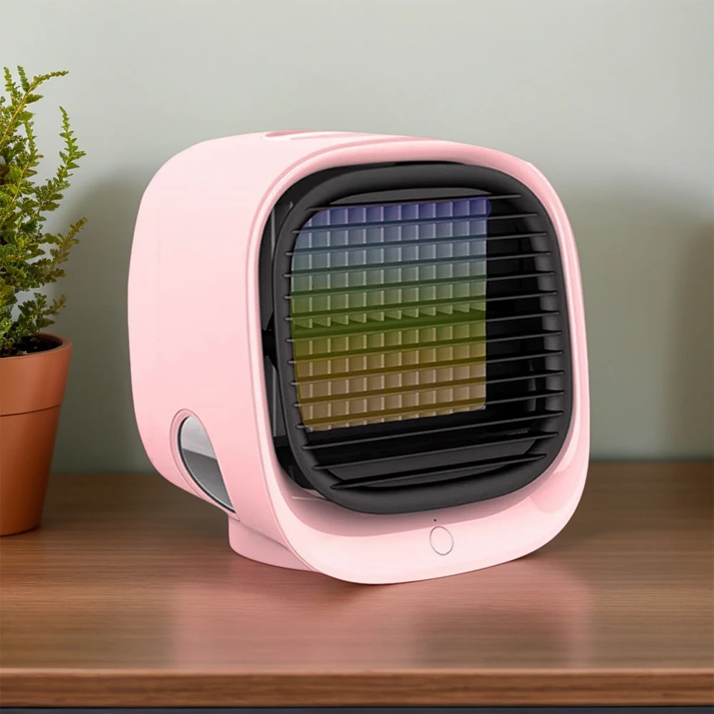 مروحة سطح المكتب 3 سرعات قابلة للتعديل ومروحة مكتب تبريد هادئة ومكيف هواء مع ضوء ليلي لسطح المكتب وغرفة النوم