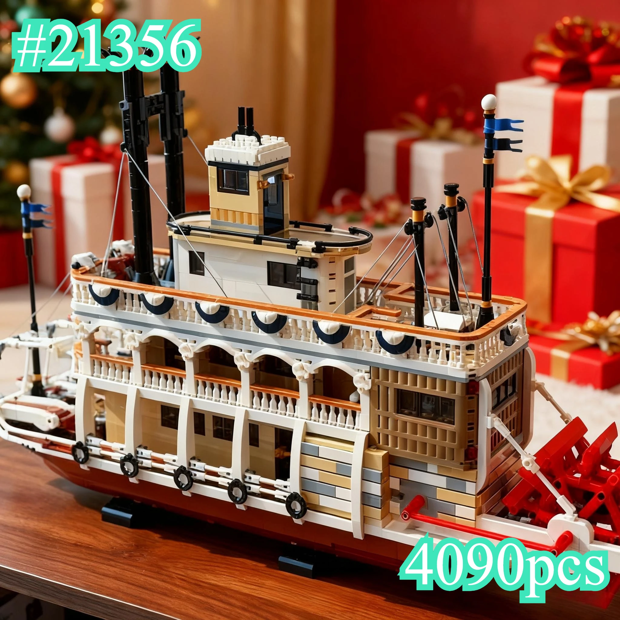 Conjuntos de blocos de construção clássicos Canal Steamboat 21356 compatíveis com partículas Legoed adequadas para presentes de Natal 4090 peças