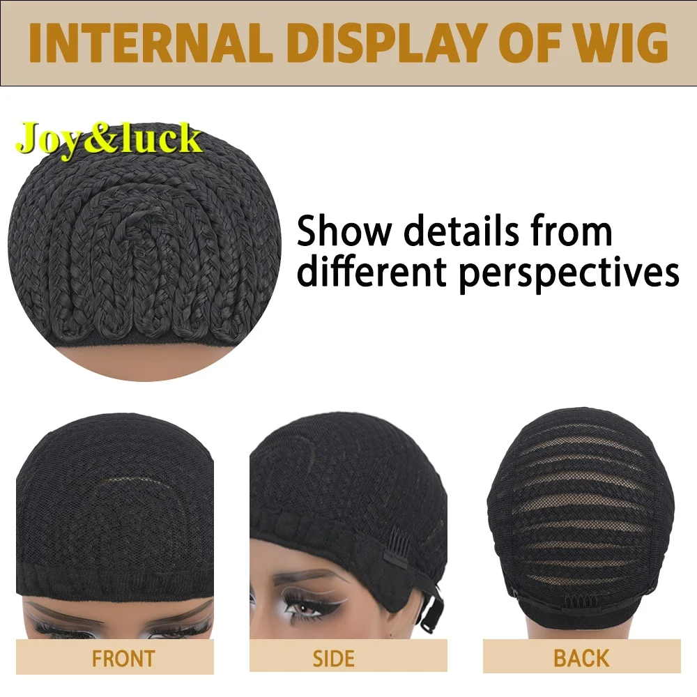 قبعة سوداء مضفرة سهلة الكروشيه ذيل حصان المجدل مرونة عالية تنفس الضفائر الداخلية شبكة كورنو جديلة غطاء شعر مستعار