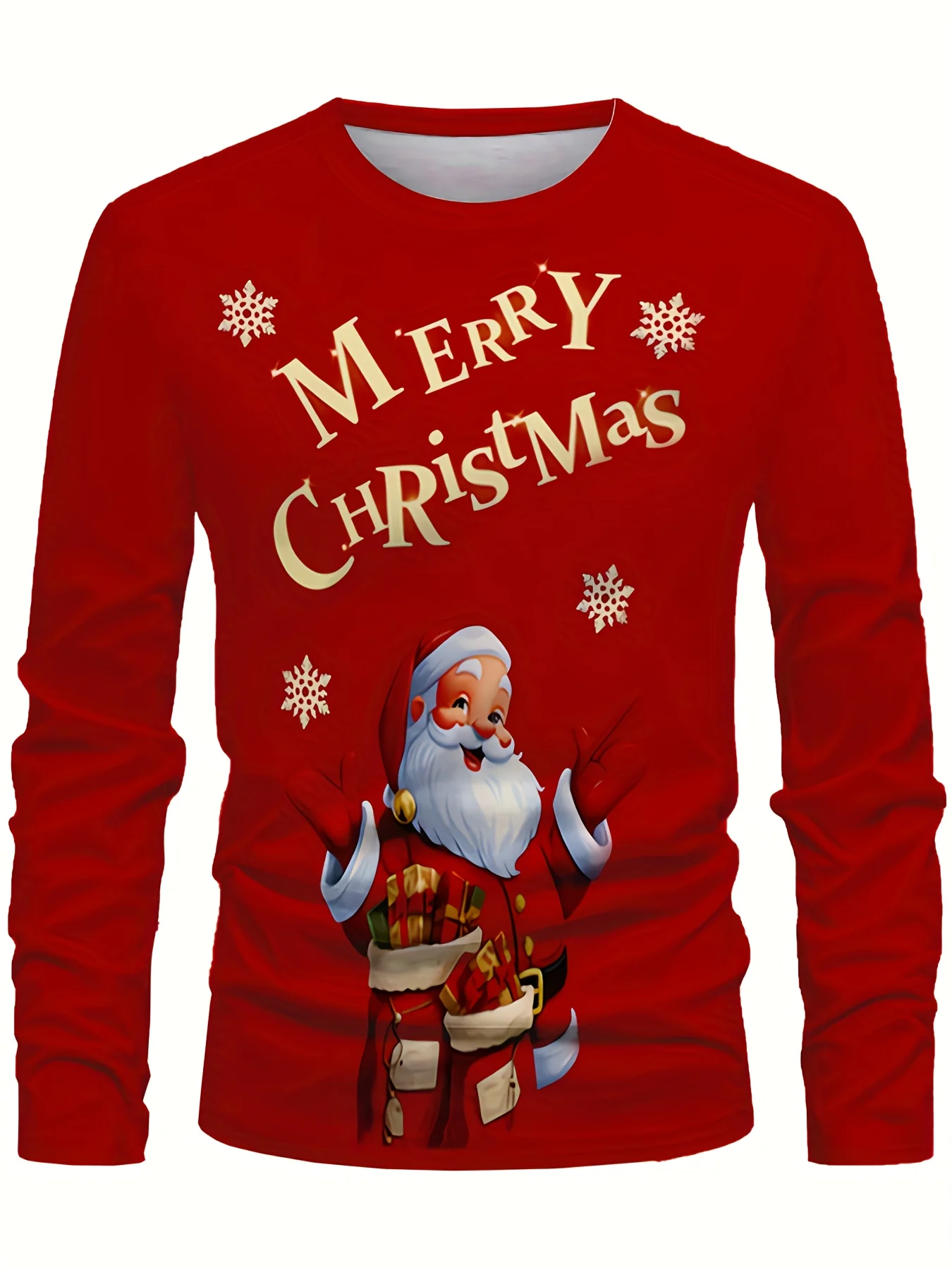 

Men's Christmas 3D Printed Round Collar Long-Sleeved T-Shirt Autumn Winter Base Shirt Outdoor Casual Sports New Year Party Tops