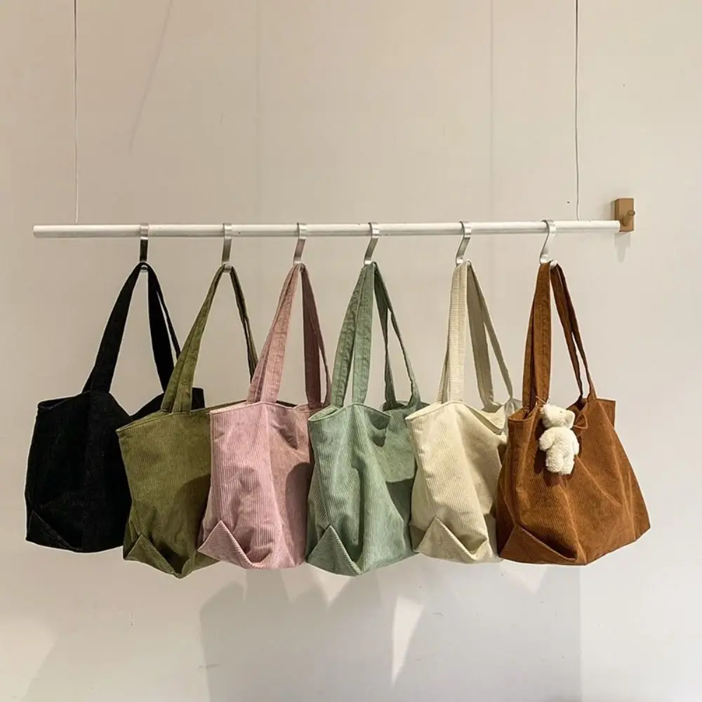 Corduroy Bag Women Handbags Shoulder Bags Female Soft Environmental Storage Reusable Girls Large Capacity Shopper Totes Bag