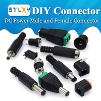 5PCS DC Power Connector pin 2.5x5.5mm Female Plug Jack + Male Plug Jack Socket Adapter PCB Mount DIY Adapter Connector 5.5x2.5